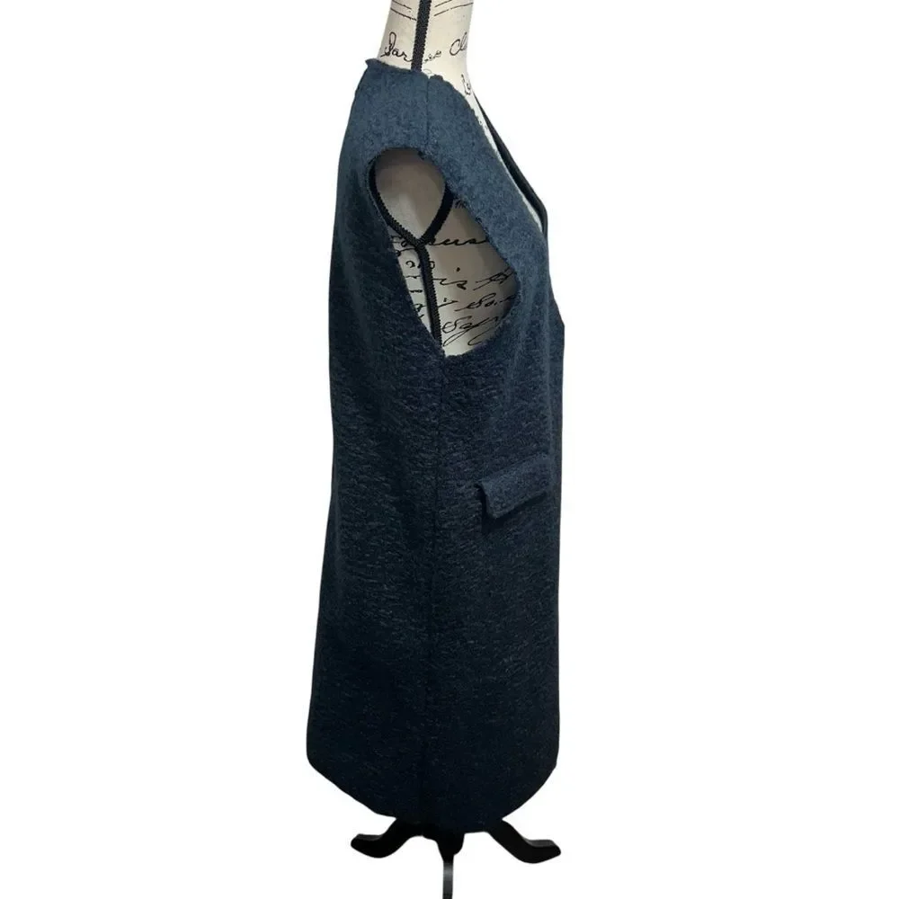Zara Navy‎ Blue Long Winter Vest Small